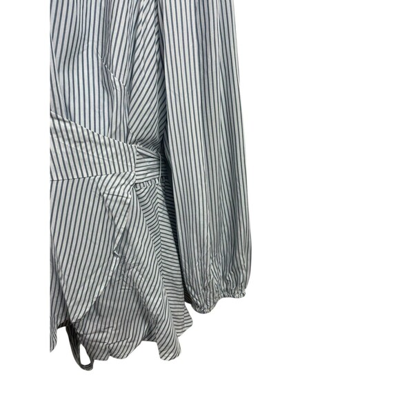 LOFT Plus Size 26 Blue White Striped Peplum Wrap Blouse Long Sleeve Tie Back - Picture 4 of 14